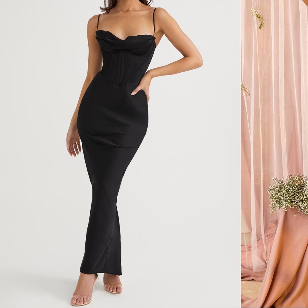 House of CB Charmaine black corset maxi dress - WORN ONCE Size M